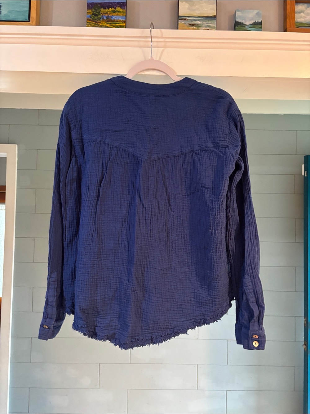 Free People Indigo Crinkle V-Neck Tunic - Picture 7 of 7